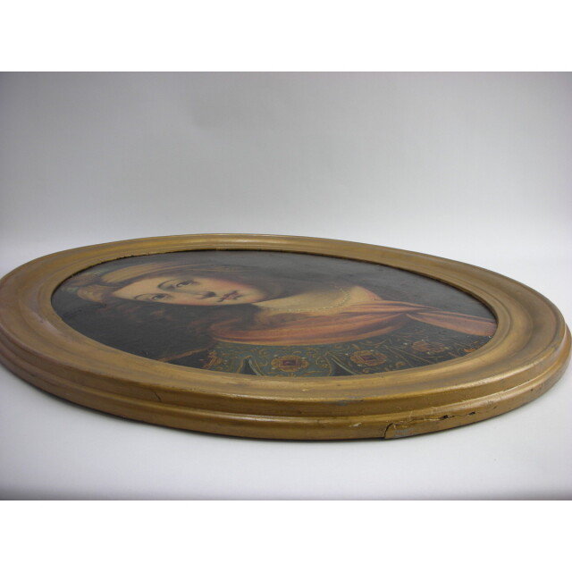 アンティーク 絵画 女性 額付き