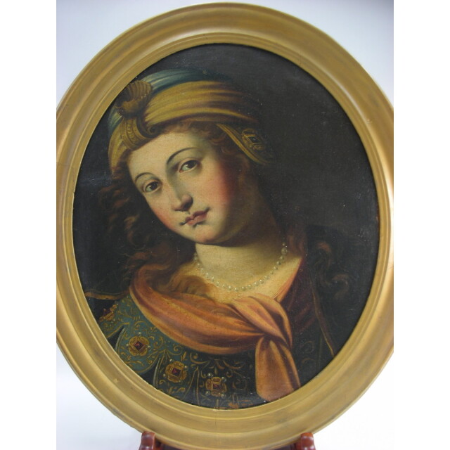 アンティーク 絵画 女性 額付き