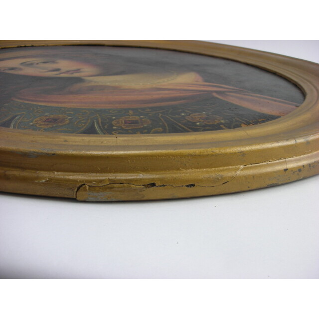 アンティーク 絵画 女性 額付き