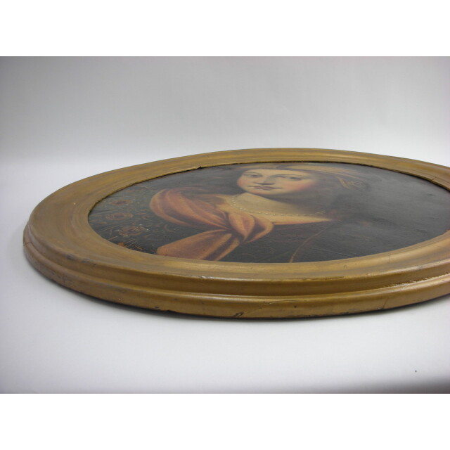 アンティーク 絵画 女性 額付き