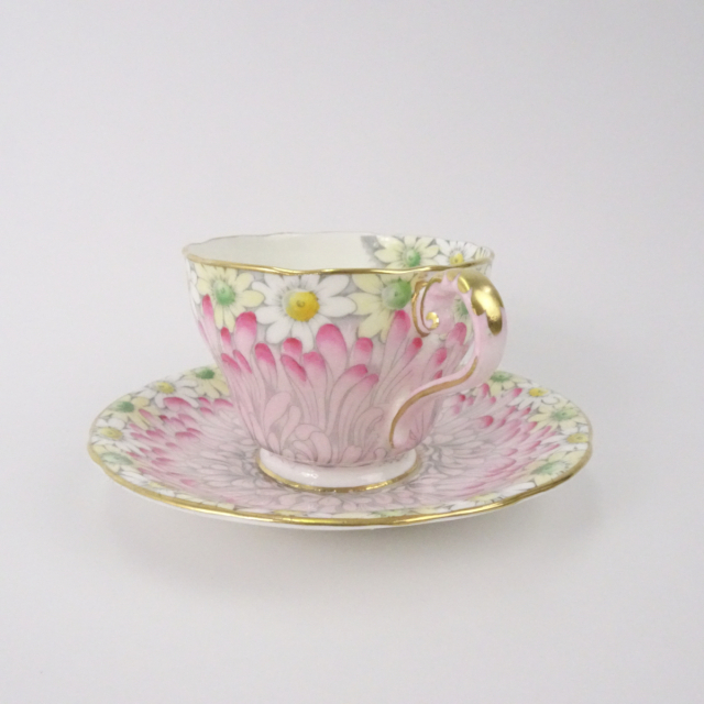 Aynsley China - エインズレイ　ビンテージ　ハンドペイント　クランベリーティーカップ&ソーサー エインズレイ ティーカップ &ソーサー デイジー ピンク ボーン