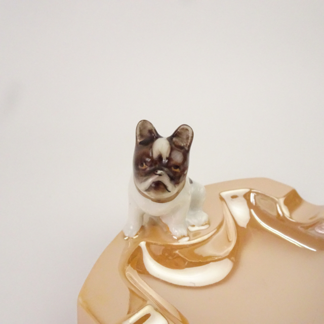 オールドノリタケ ラスター彩 ブルドッグ 灰皿 アッシュトレイ