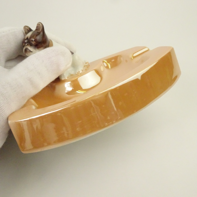 オールドノリタケ ラスター彩 ブルドッグ 灰皿 アッシュトレイ