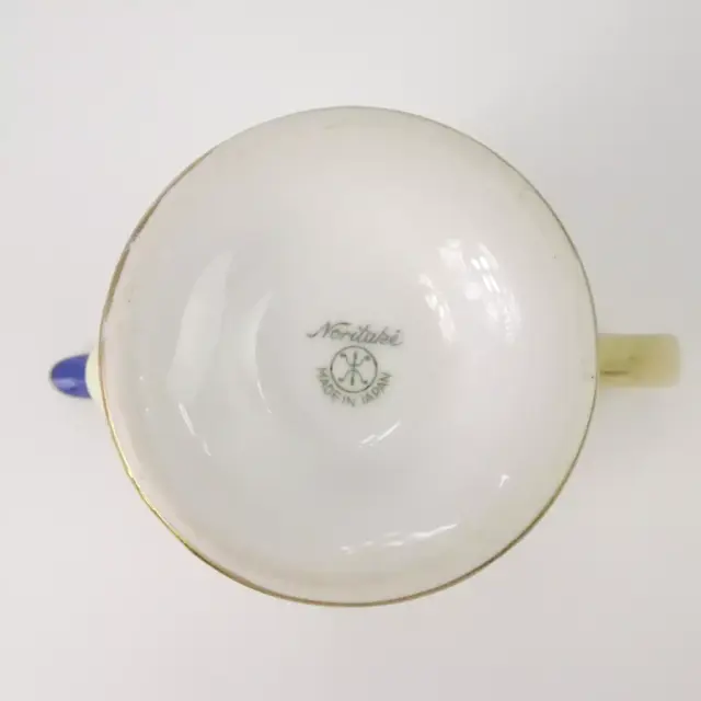 オールドノリタケ 白地にブルー 金彩が美しいポット マルキ印 オールドノリタケ 白地にブルー 金彩が美しいポット マルキ印