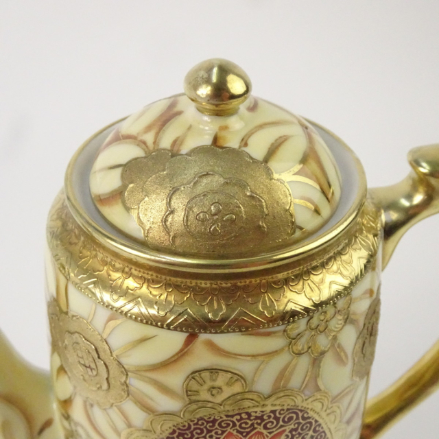 オールドノリタケ ポット 金盛上 クサラシ技法 豪華 花装飾図紋