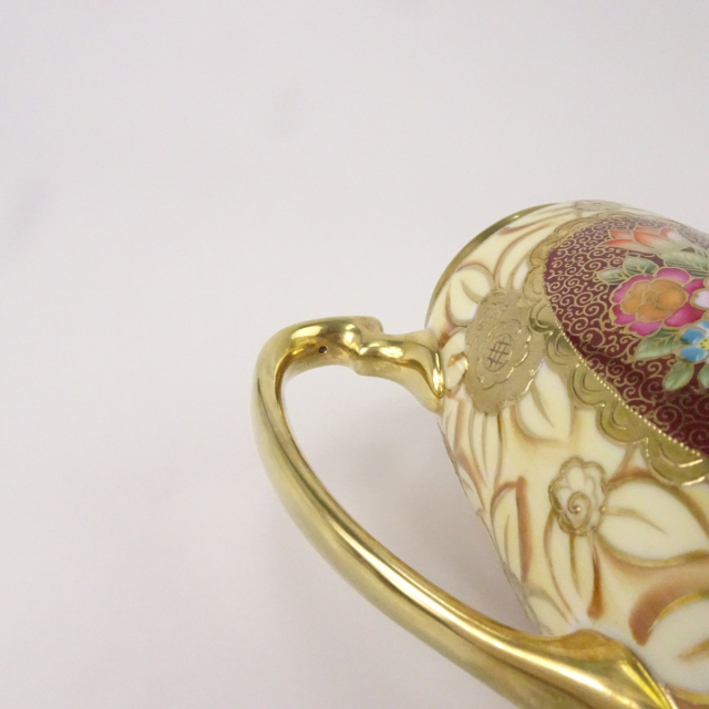 オールドノリタケ ポット 金盛上 クサラシ技法 豪華 花装飾図紋