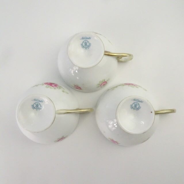 オールドノリタケ 金彩 薔薇 花柄 カップ＆ソーサーセット 水色 食器