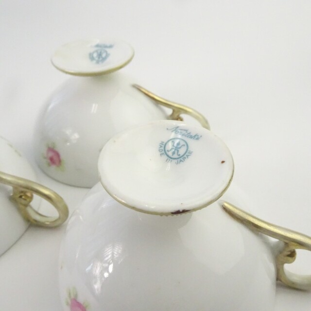 オールドノリタケ 金彩 薔薇 花柄 カップ＆ソーサーセット 水色 食器
