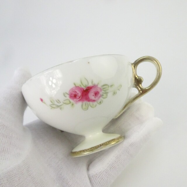 オールドノリタケ 金彩 薔薇 花柄 カップ＆ソーサーセット 水色 食器