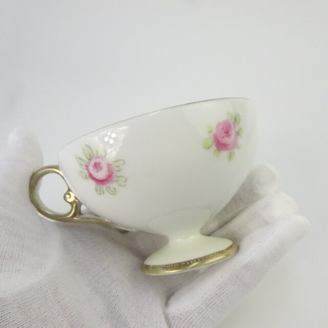 オールドノリタケ 金彩 薔薇 花柄 カップ＆ソーサーセット 水色 食器