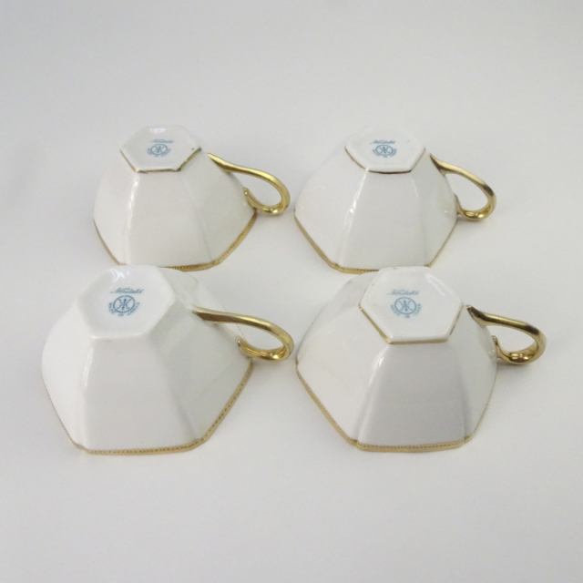 オールドノリタケ 金彩 花柄 六角形 ティーポット カップ＆ソーサーセット マルキ印