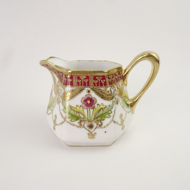 オールドノリタケ 金彩 花柄 六角形 ティーポット カップ＆ソーサーセット マルキ印