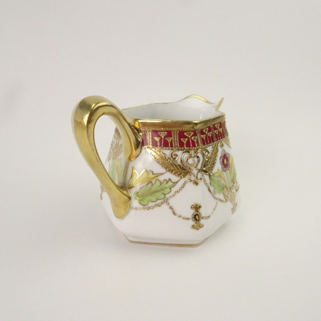 オールドノリタケ 金彩 花柄 六角形 ティーポット カップ＆ソーサーセット マルキ印