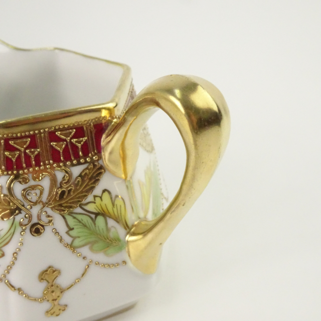 オールドノリタケ 金彩 花柄 六角形 ティーポット カップ＆ソーサーセット マルキ印