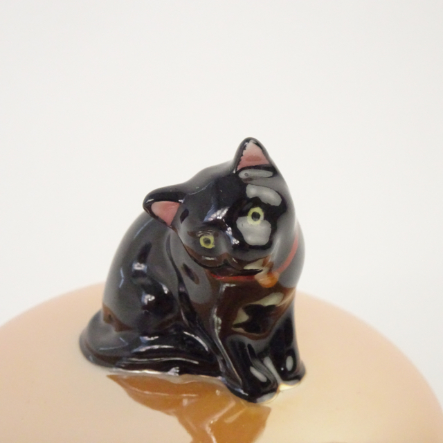 オールドノリタケ 猫 ラスター彩 小物入れ