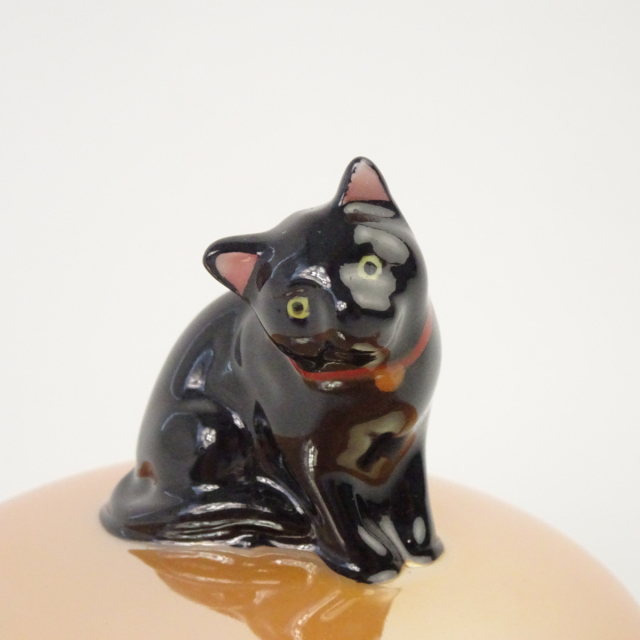 オールドノリタケ 猫 ラスター彩 小物入れ