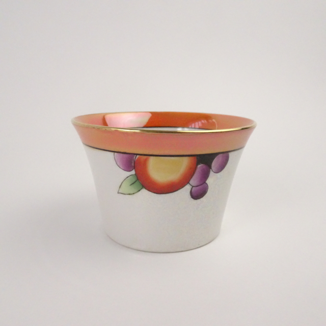 閑】明治期 大村造 金彩赤色絵『紅葉文』オールドデミタスセット