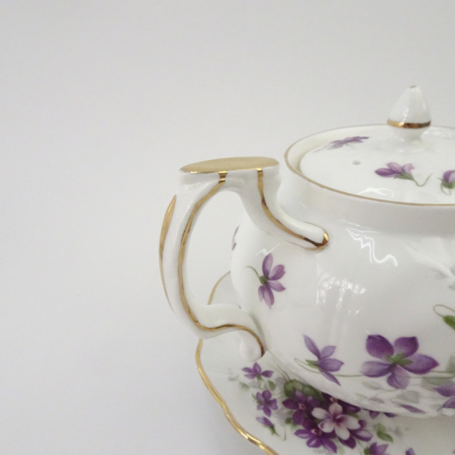 エインズレイ ティーポット クリーマー セット スミレ バイオレット