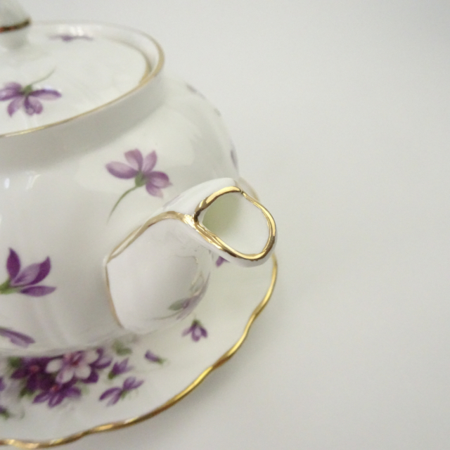 エインズレイ ティーポット クリーマー セット スミレ バイオレット