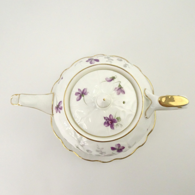エインズレイ ティーポット クリーマー セット スミレ バイオレット