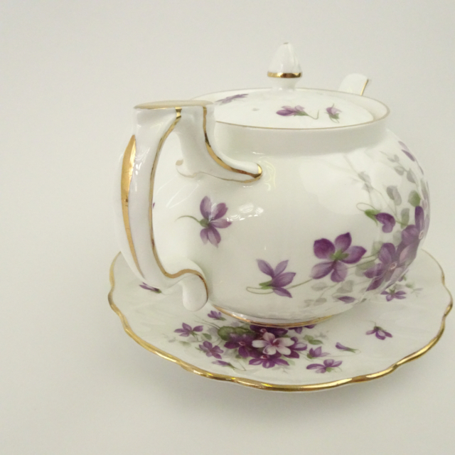 エインズレイ ティーポット クリーマー セット スミレ バイオレット