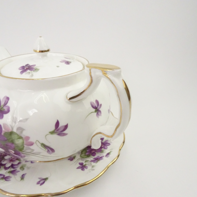 エインズレイ ティーポット クリーマー セット スミレ バイオレット
