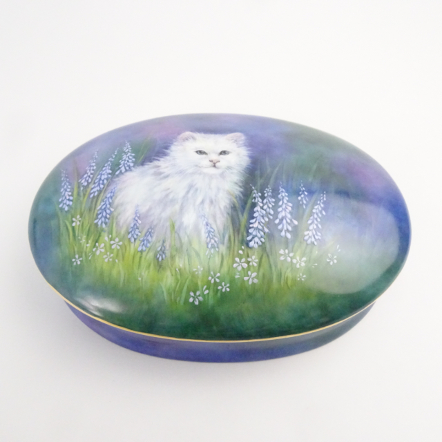 手描き 猫 陶器 小物入れ　西洋陶磁器