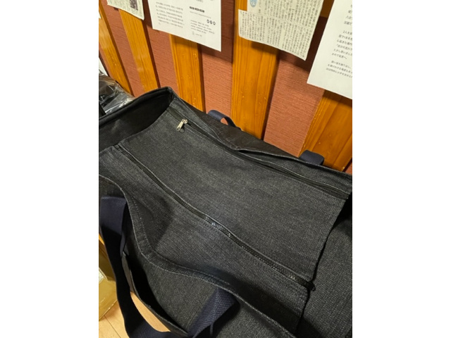松勘 メッシュ付きデニムトートバッグ（底板付）