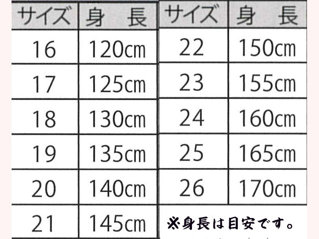 ラクチャック サイズ表