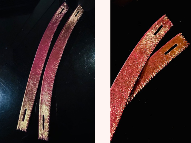 手作り面乳革 赤/金