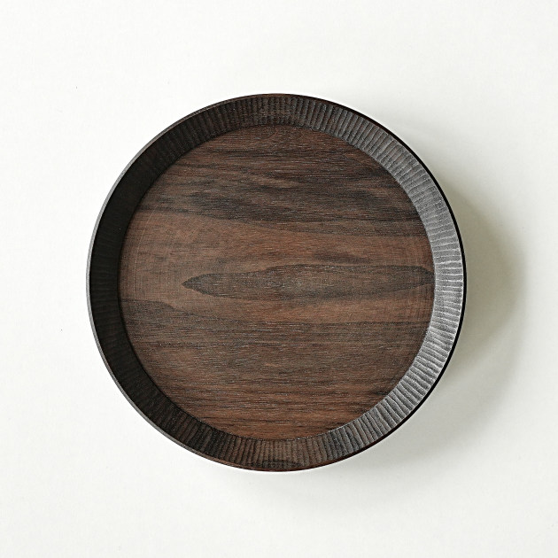 神野達也　鎬皿 小（ウォルナット・鉄媒染オイル仕上）