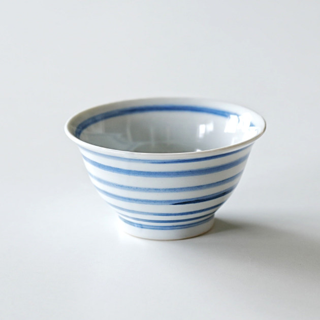 廣政毅　染付輪線文飯碗