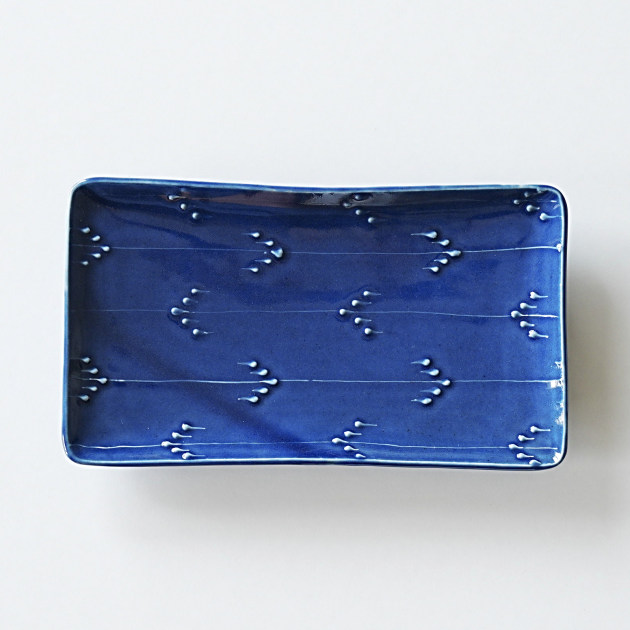 廣政毅　ルリイッチン矢羽根文長皿