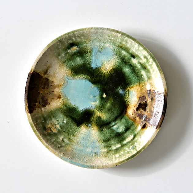 吉田学　三彩リム5寸皿