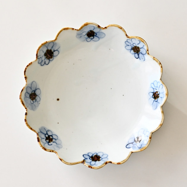 山口利枝　菊花文輪花皿