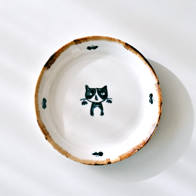田屋道子　丸パン皿S（ネコ）