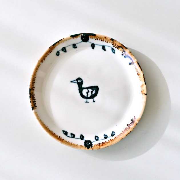 田屋道子 丸パン皿S（水鳥）