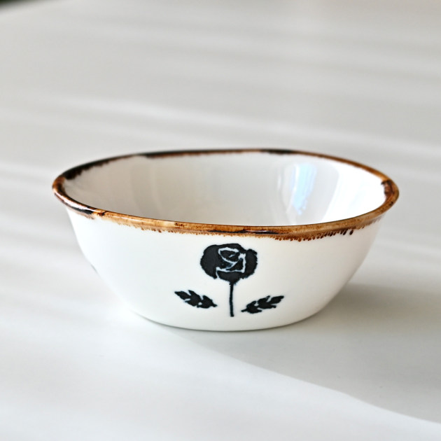田屋道子　ボウル（うさぎ・バラ）
