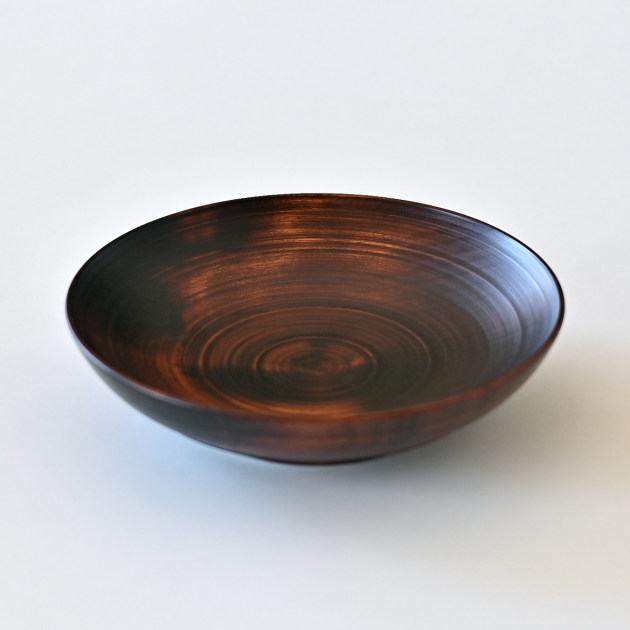 蝶野秀紀　挽きたて浅鉢（茶・栃すり漆）Φ5.0
