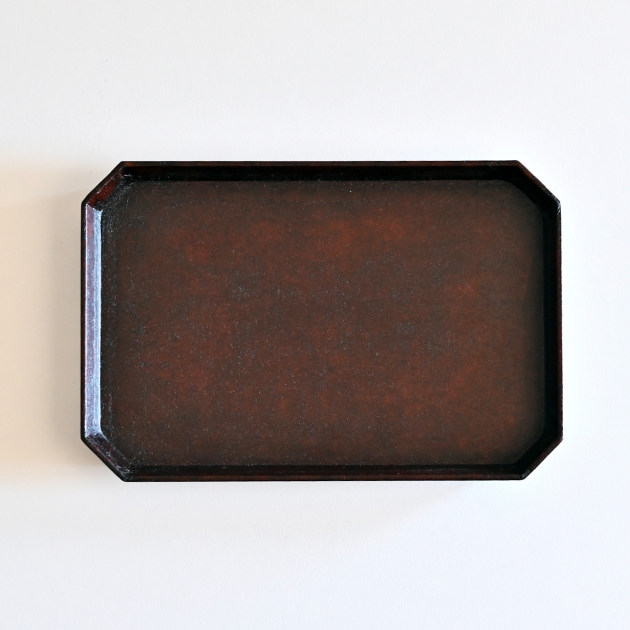 蝶野秀紀　すみきり茶盆（茶・S・和紙貼）15cm×23cm