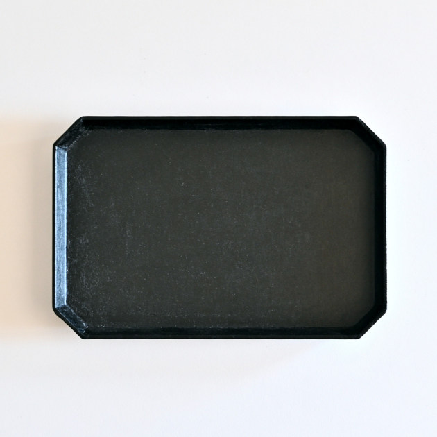 蝶野秀紀　すみきり茶盆（黒・S・和紙貼）15cm×23cm