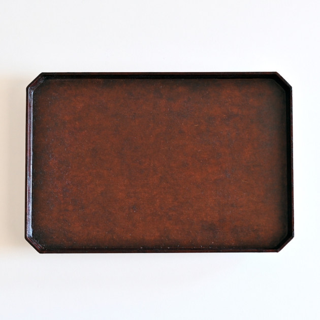 蝶野秀紀　すみきり茶盆（茶・L・和紙貼）21cm×31cm