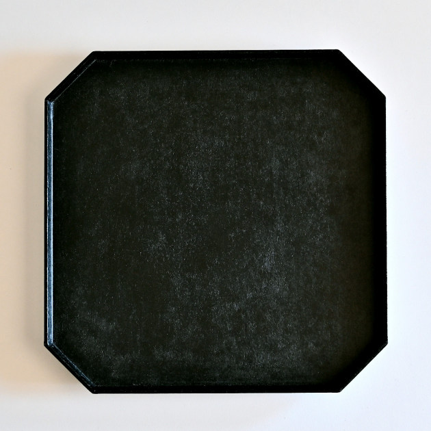 蝶野秀紀 八角盆（黒・正方形・和紙貼）31cm角