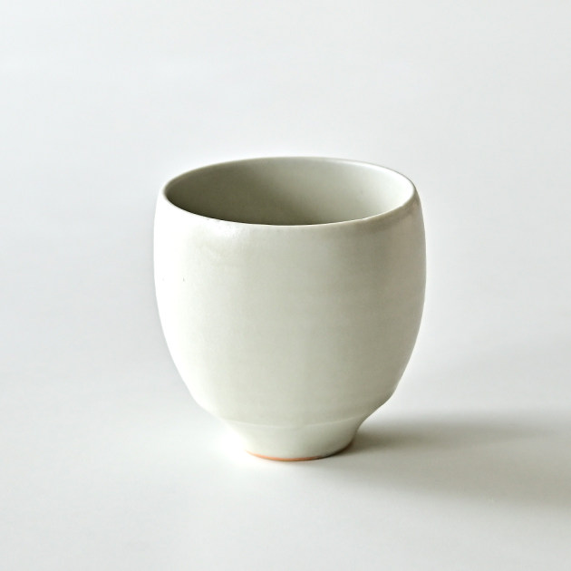 土井善男　緑白釉丸形カップ