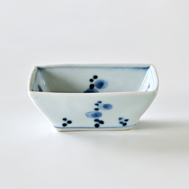 清水なお子　梅枝文四方小鉢