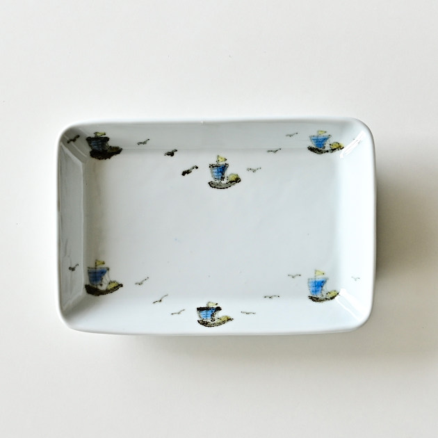 清水なお子　舟文長皿