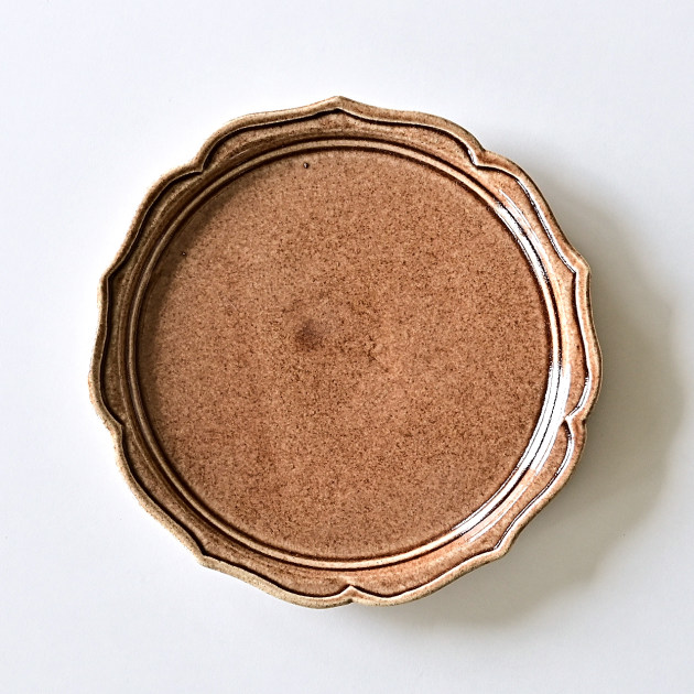 渡辺信史　綾花皿（胡桃釉）