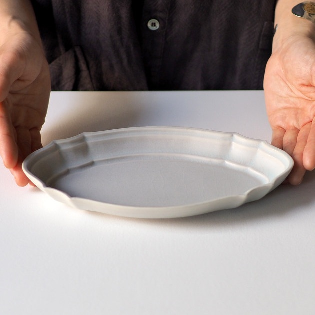 杉原万理江　稜花7寸楕円額皿