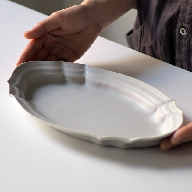 杉原万理江　稜花9寸楕円額皿