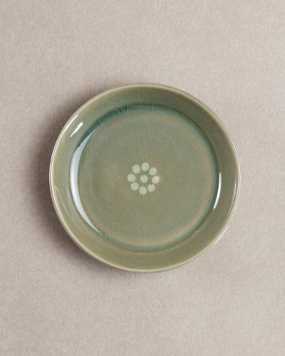 志村睦彦　青磁象嵌梅文小皿